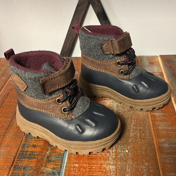 Cozy child Duck Boots in Brown, Blue and Gray - Picture 1 of 7